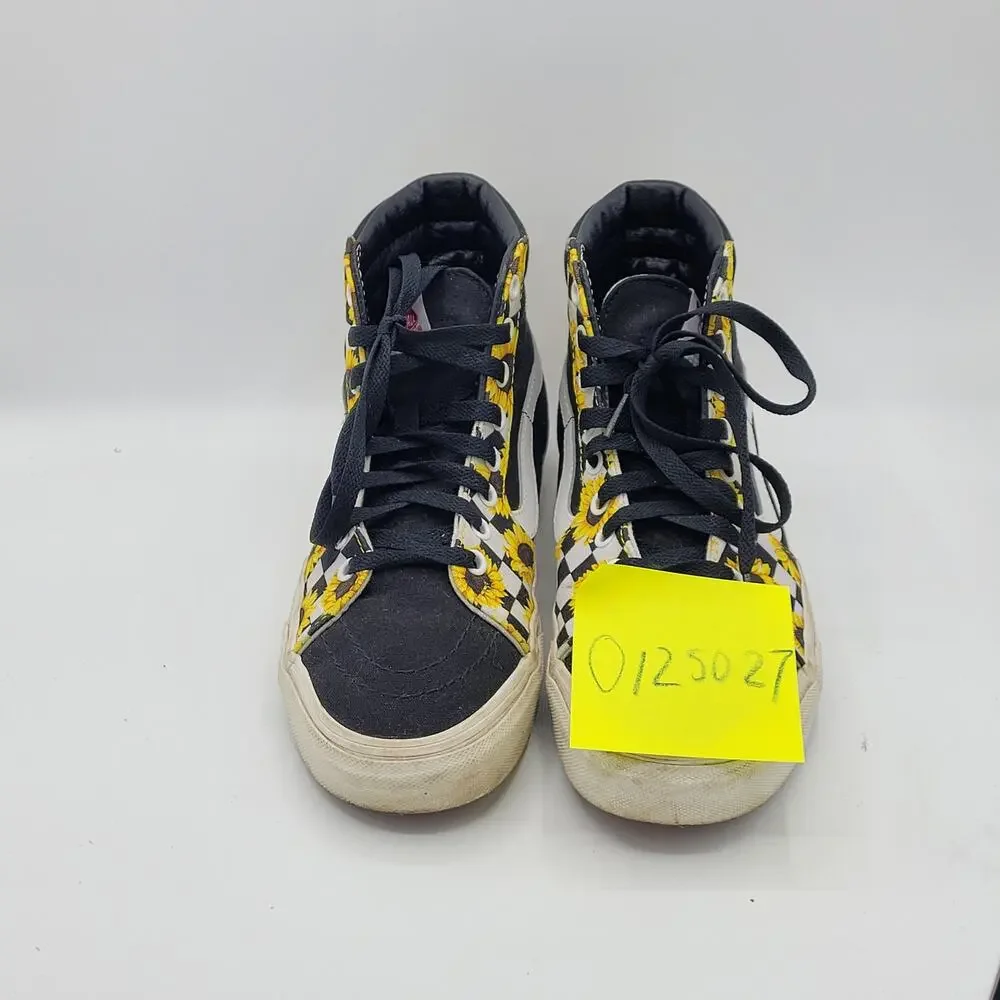 Vans Sk8-Hi custom shoes with a sunflower design women's size 8.5